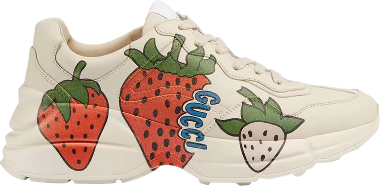 Кроссовки Gucci Wmns Rhyton Gucci Strawberry, белый — фото 2