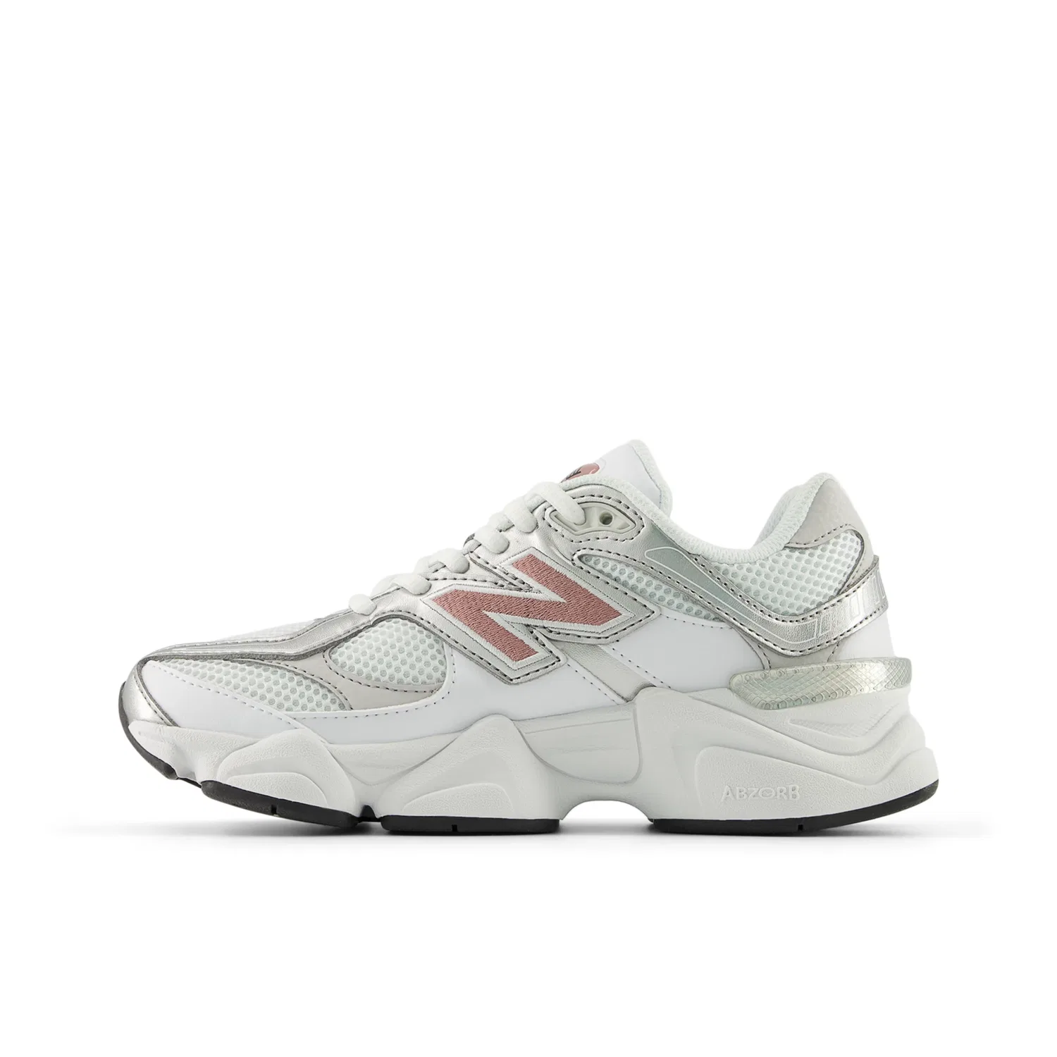 Детские кроссовки с шнуровкой 9060 Lace New Balance, White with Rosewood — фото 3