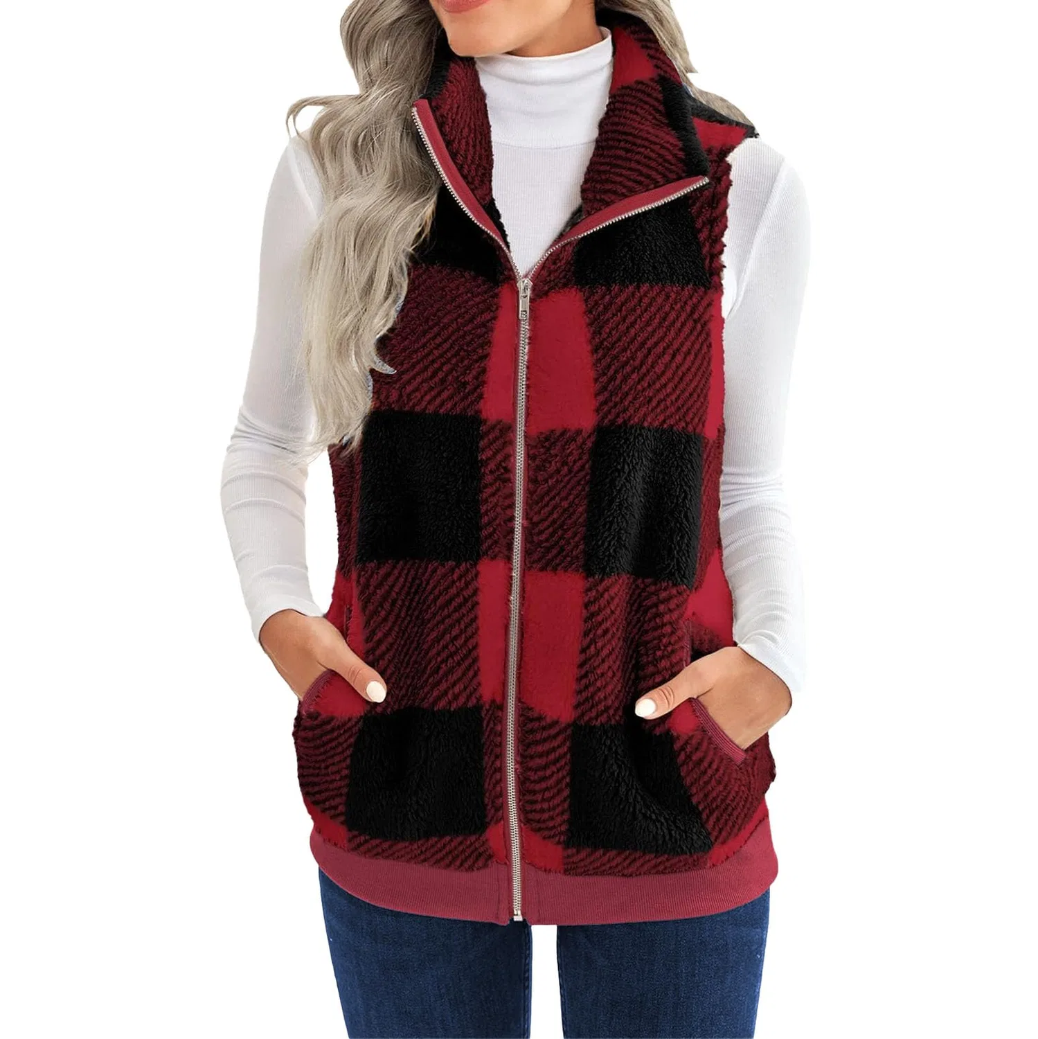 Женский жилет без рукавов с принтом Autumn Vest, Vino rosso