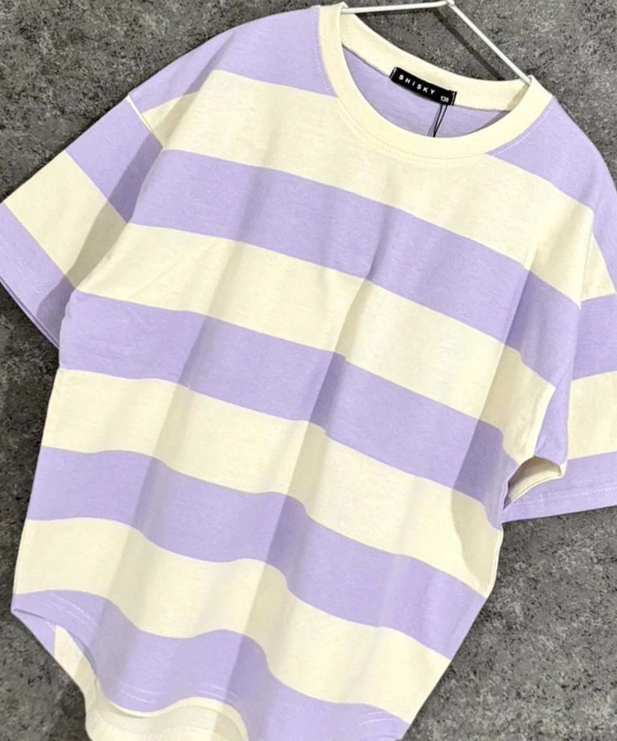 Детская футболка оверсайз с широкой полоской SHISKY, Серый — фото 4