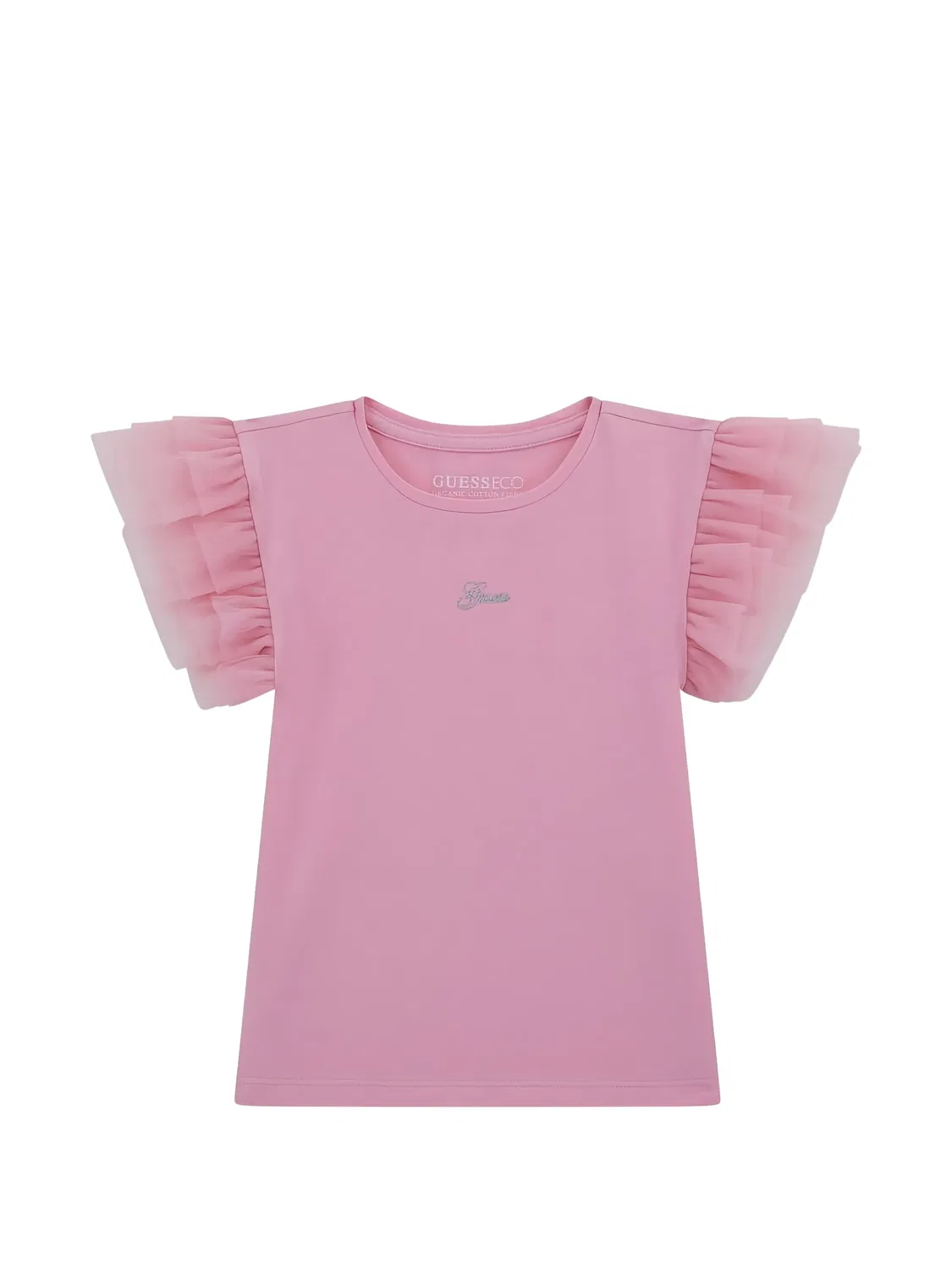 Топ с вышитым логотипом и оборками Guess Usa, розовый