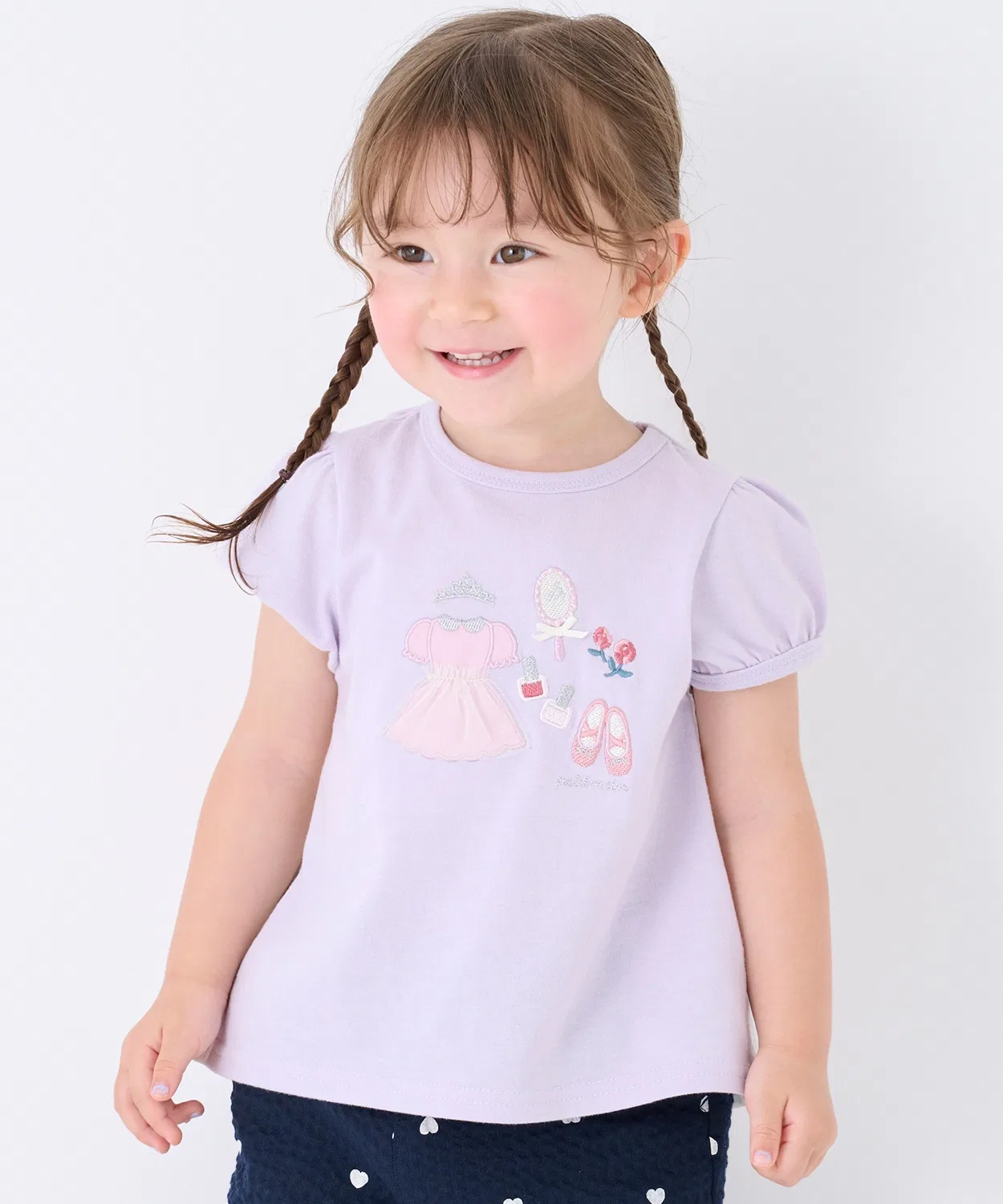 Детская футболка с вышивкой с коротким рукавом petit main, Lavender