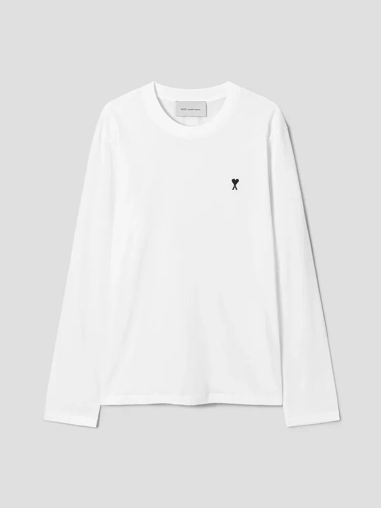Футболка с длинным рукавом Classic Fit AMI PARIS, White