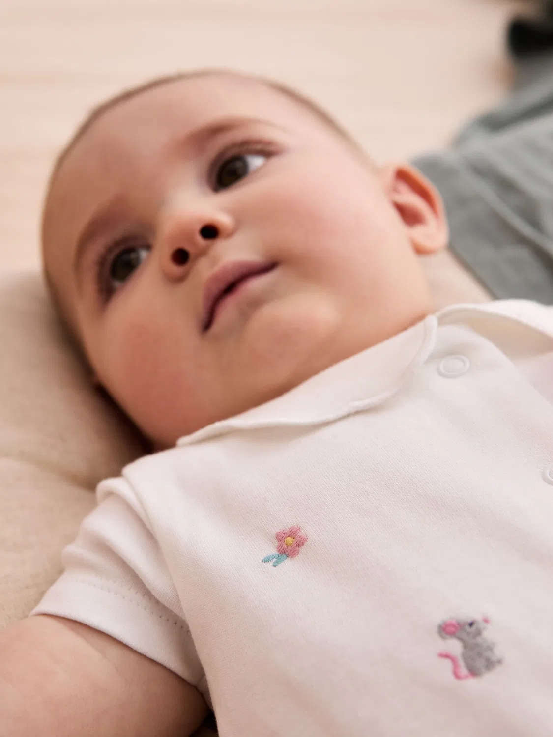 Боди с коротким рукавом, с вышивкой кролик Jojo Maman Bébé, белый — фото 2