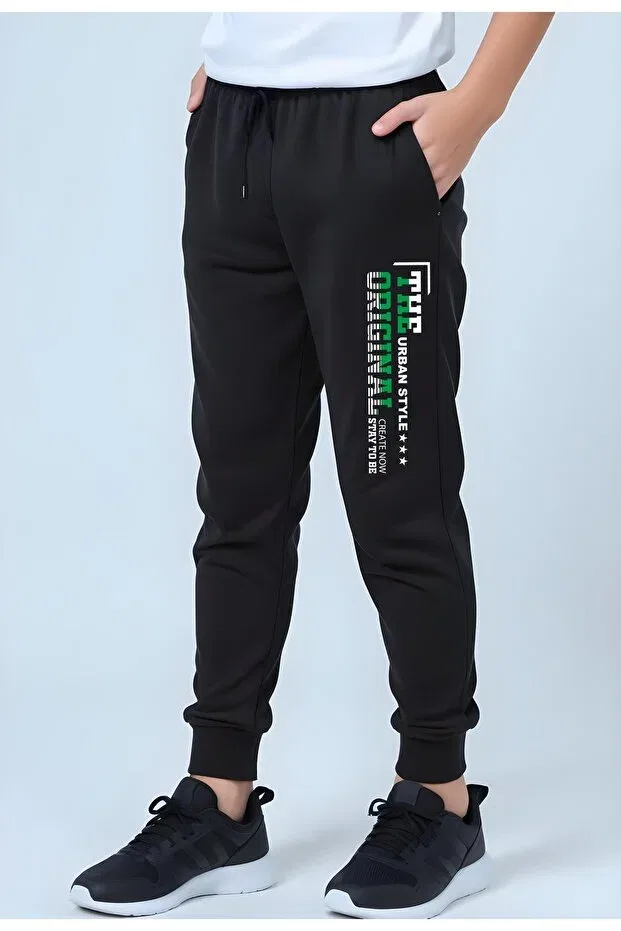 Детские спортивные штаны для мальчиков с принтом Urban Style Printed Jogger Sweatpants Panios Kids, Black