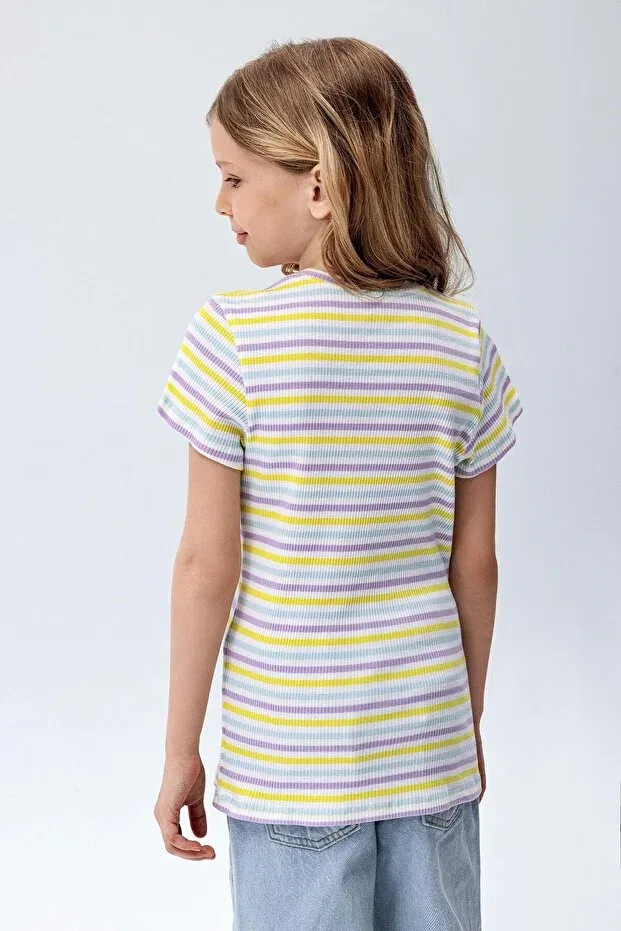 Детская футболка для девочек с принтом Brix, Striped — фото 2