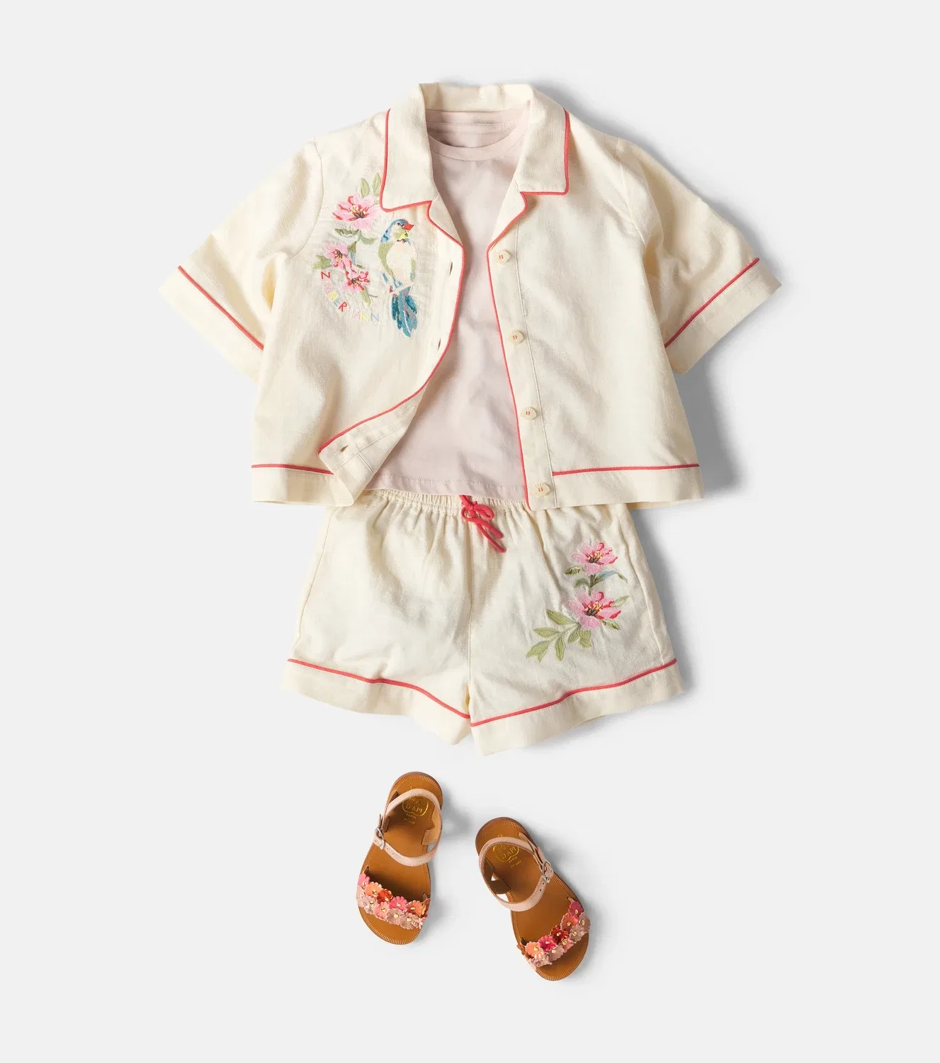 Шорты хлопковые Zimmermann Kids, Ivory — фото 2