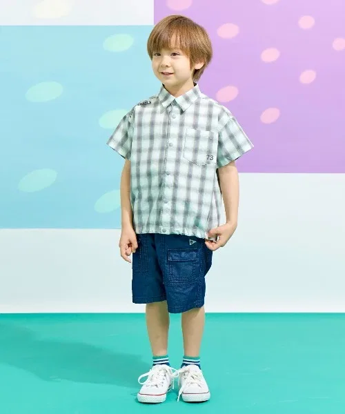 Детские шорты из холодящего денима с флап-карманами KP BOY, Navy — фото 2