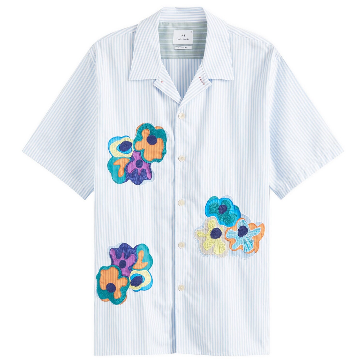 

Рубашка с коротким рукавом Paul Smith Painted Flower Stripe Vacation Shirt, синий