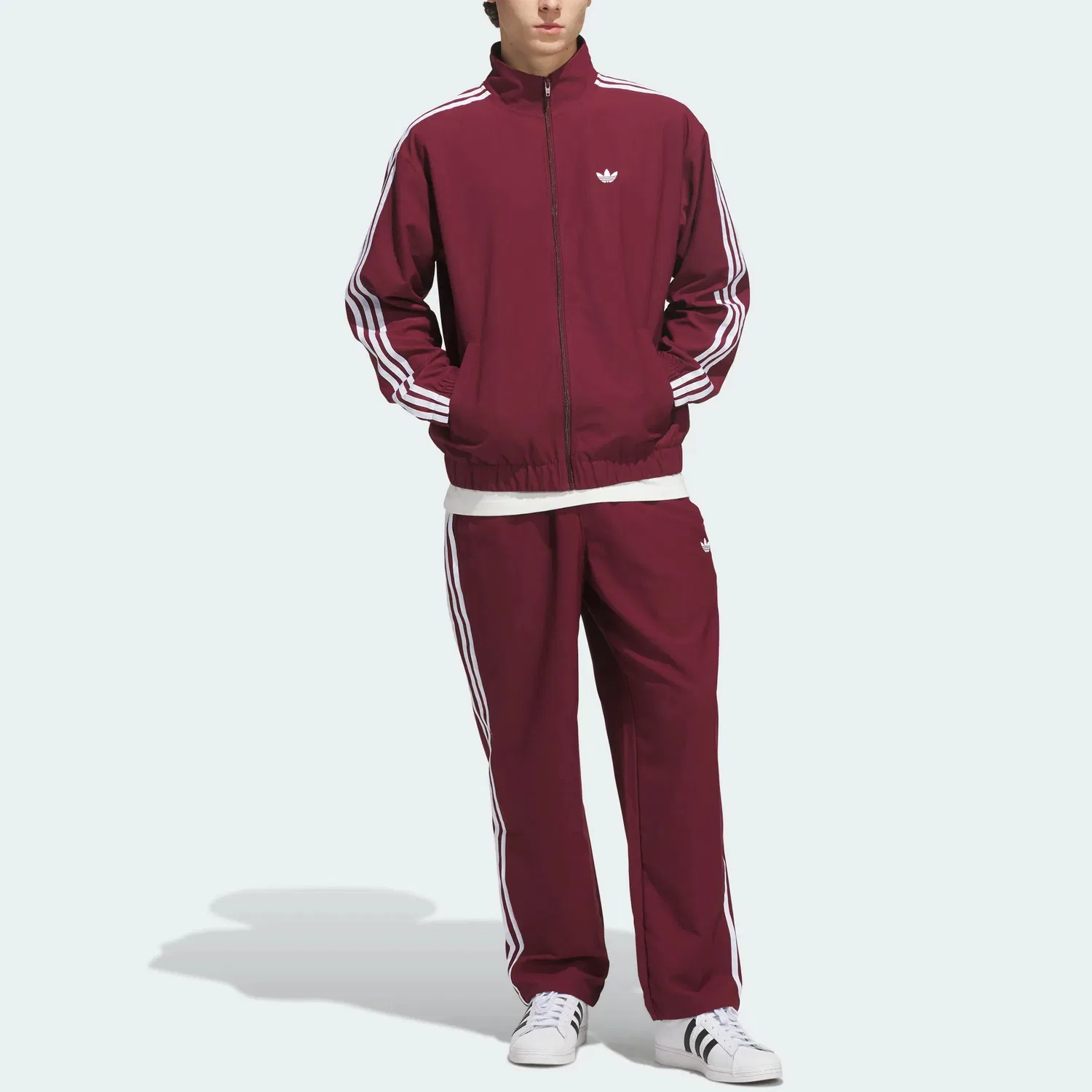 Мужская куртка с воротником-стойкой Dark Red/White Adidas Originals — фото 4