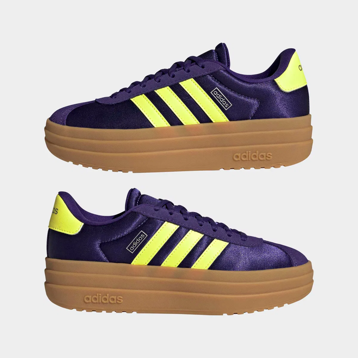 Детские кеды с тройной подошвой Vl Court Bold Shoe Adidas, Collegiate Purple/Hi-Res Yellow/Silver Metallic — фото 3