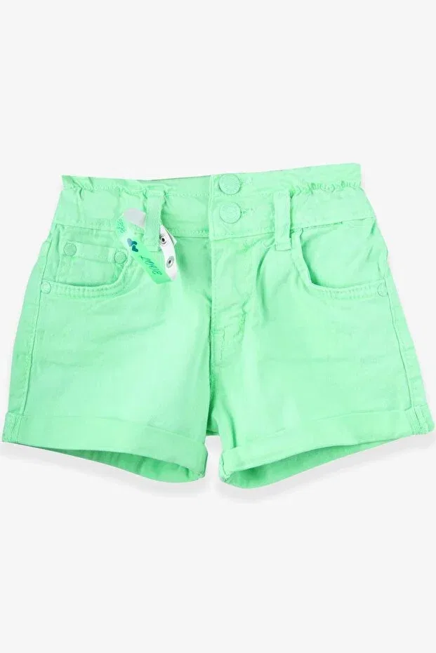 Детские шорты для девочек неоновые из габардина Breeze, Neon Green