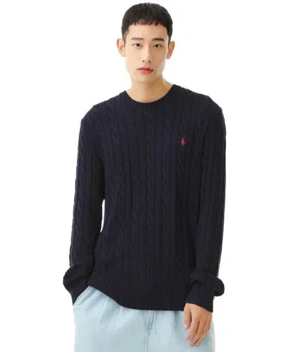 Свитер из хлопкового кабельного трикотажа, Polo Ralph Lauren, Navy