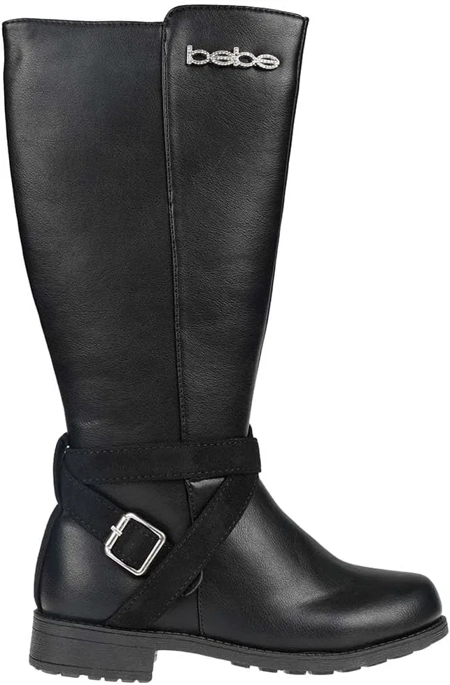 Детские сапоги для девочек с боковой молнией и шнуровкой bebe, Black — фото 2