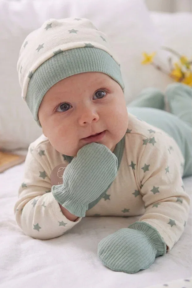 Детский комплект боди для новорожденных хлопковый с принтом Rocha Baby, Mint Green — фото 3