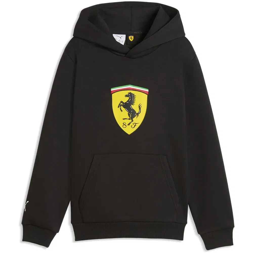 Детское худи для мальчиков с принтом Ferrari Colored Shield Puma, Black — фото 3