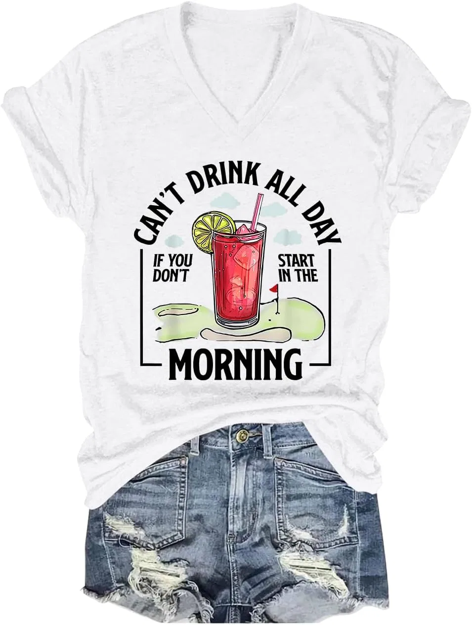 Мужская футболка с принтом Cant Drink All Day If You Dont Start in The Morning, White