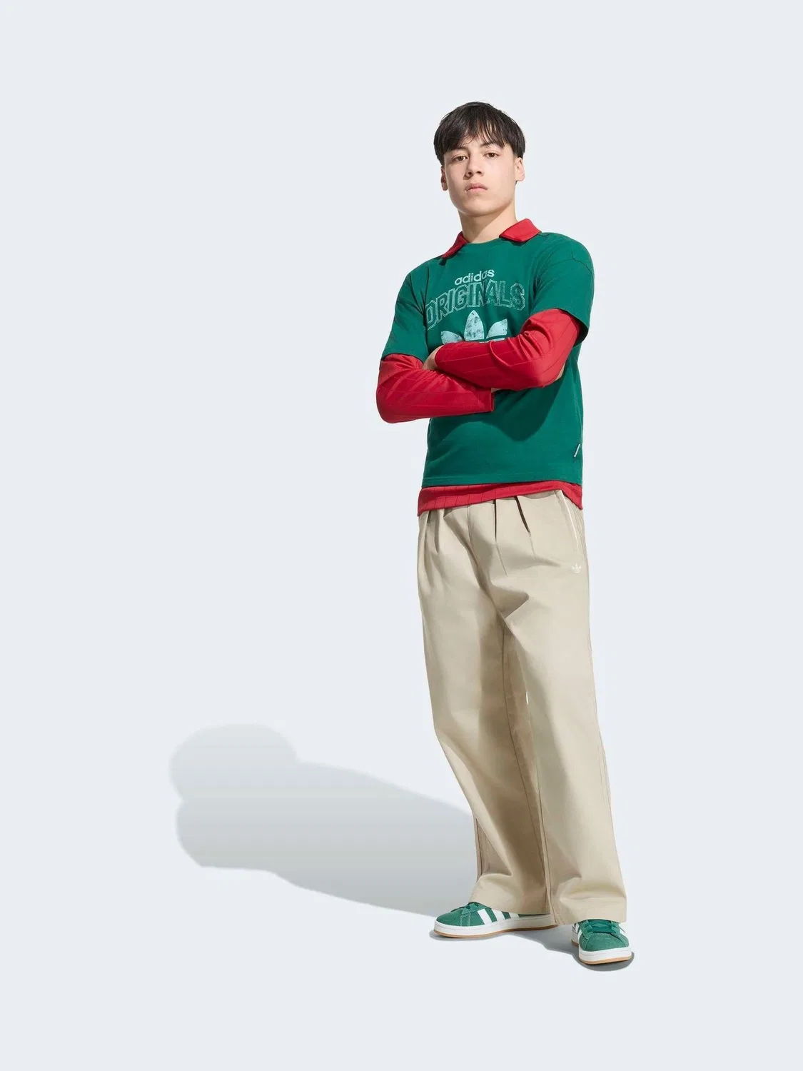 Футболка свободного кроя с летучей мышью, adidas Originals, зеленый — фото 3
