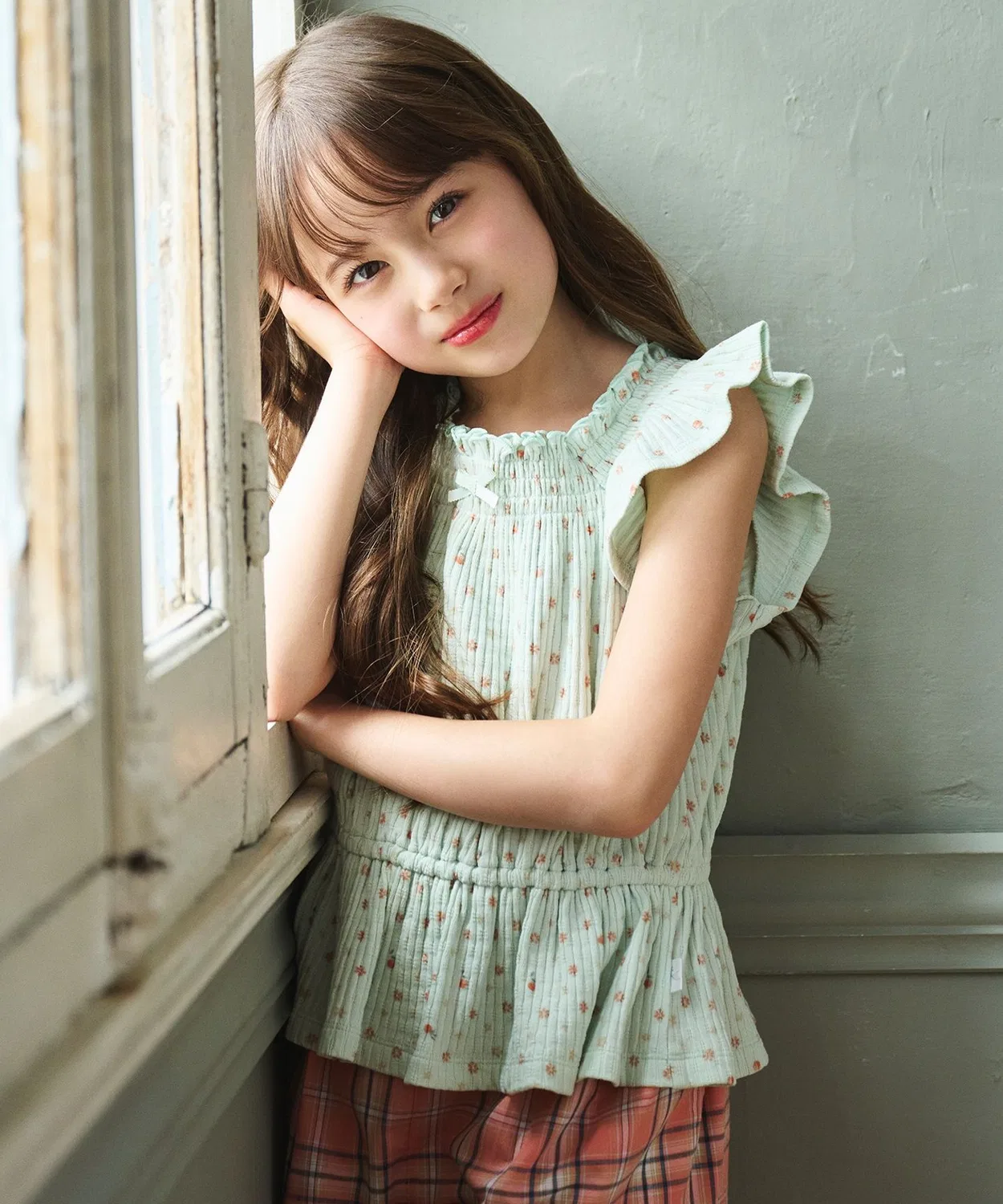 Детская футболка с фруктовым принтом и сборкой Kumikyoku KIDS, Light Green — фото 3