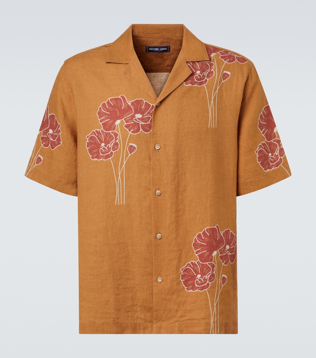 

Роберто льняная блузона с цветочным принтом в стиле боулинг Frescobol Carioca, Almond & Coral Rose