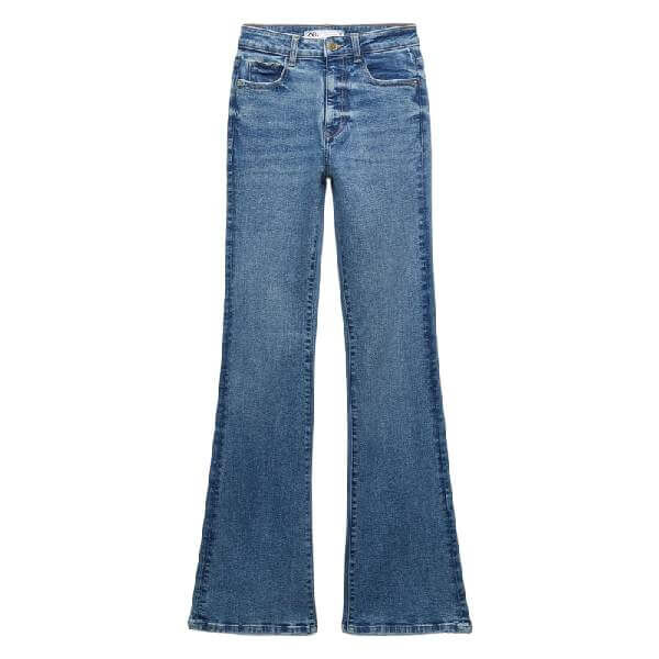 

Джинсы Zara Z1975 High Rise Stretch Flared, выцветший синий