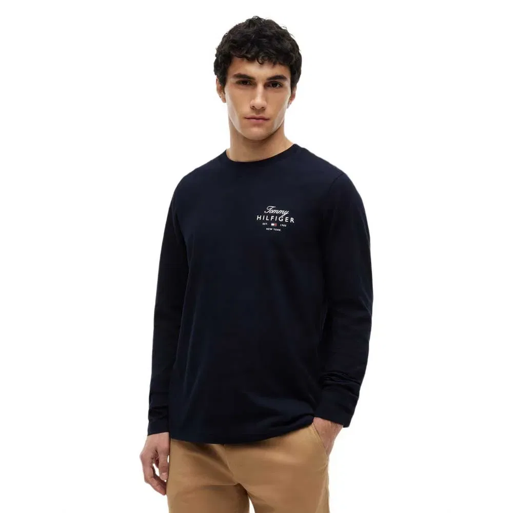 Мужская футболка с длинным рукавом Script Stack Tommy hilfiger, Blue