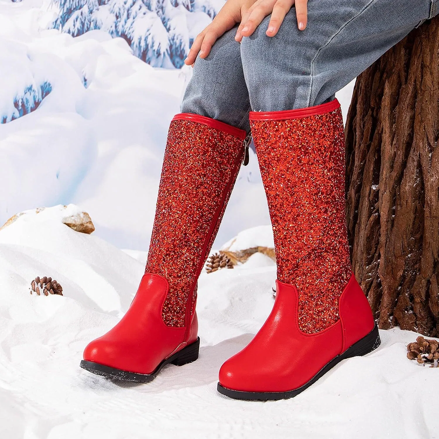 Детские сапоги для девочек с цветочным принтом Cowgirl Western Boots, Red — фото 3