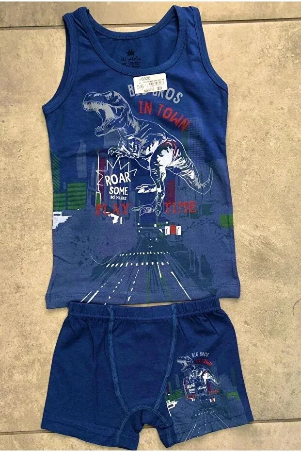 Детский комплект боксеров для мальчиков с принтом Iki Yıldız, Navy Blue