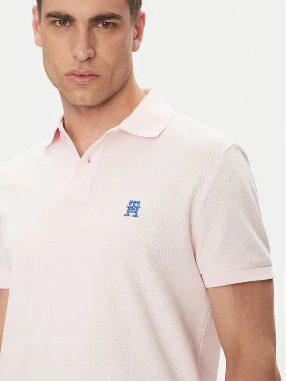 Поло regular fit Tommy Hilfiger, розовый — фото 4