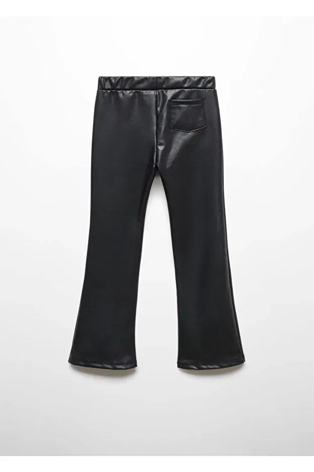 Детские леггинсы для девочек из кожзаменителя Mango Kids, Black — фото 2
