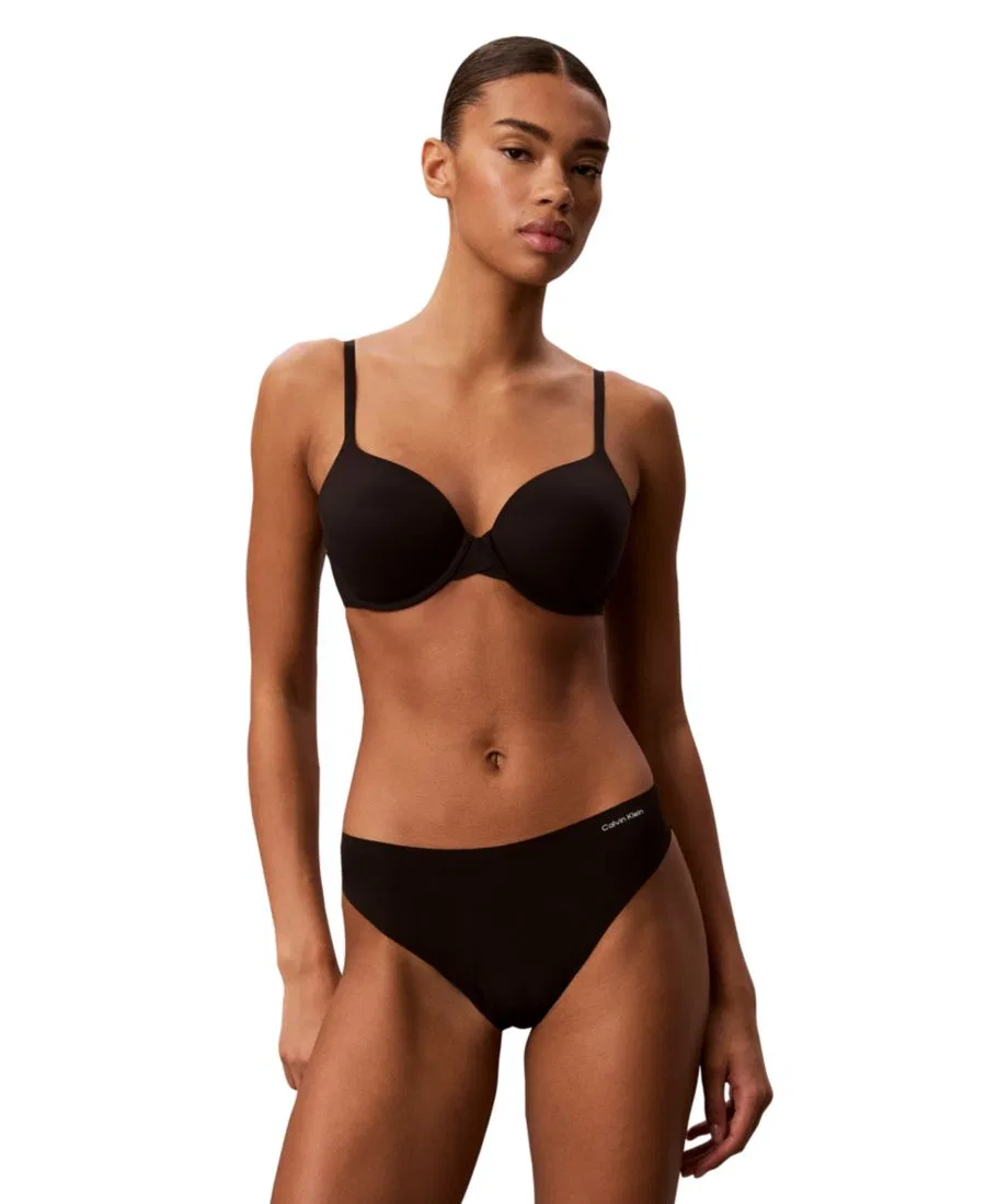 Комплект трусов-слипов 5 шт. с невидимыми краями, модель Invisibles Seamless Microfiber Mid-Rise Thong Calvin Klein, Black Black Black Black Black — фото 3