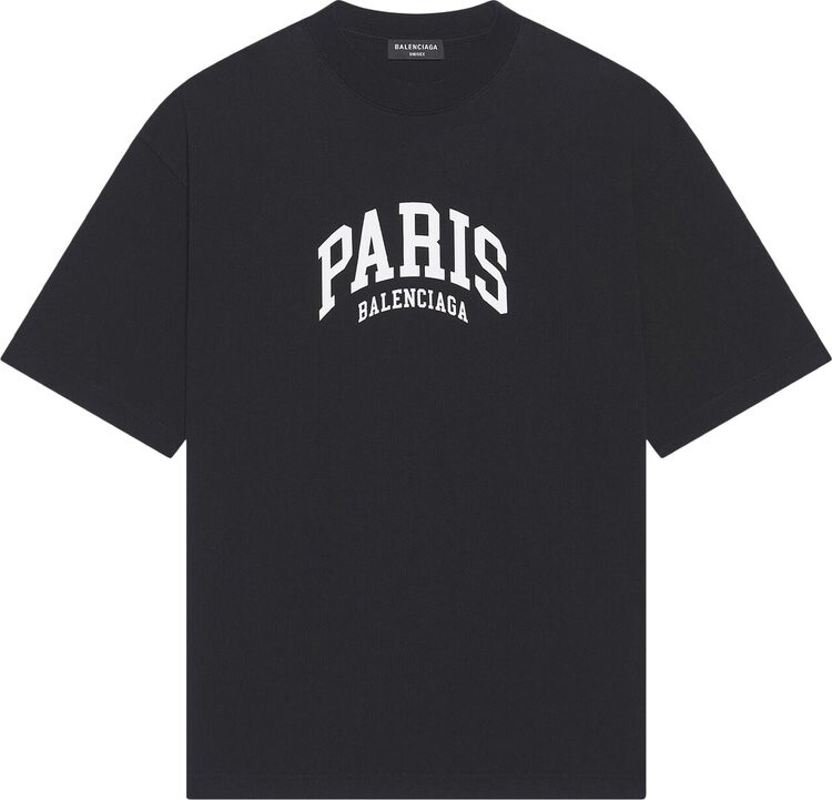 

Футболка Balenciaga Cities Paris T-Shirt Medium Fit 'Black', черный