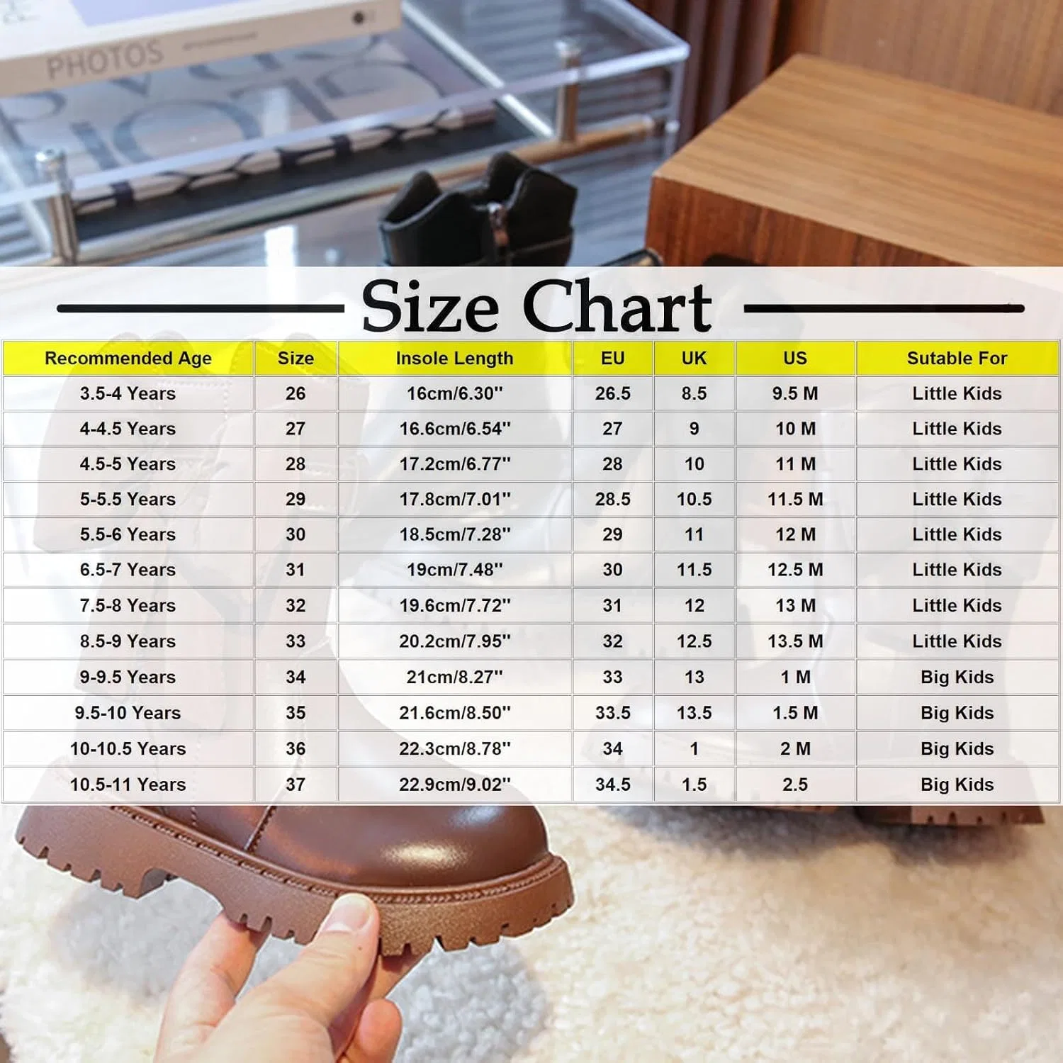 Детские ботинки для девочек с бантом и молнией сбоку, модель Bow Shoes, Brown — фото 4
