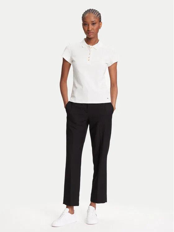 Поло slim fit Gold Button Tommy Hilfiger, кремовый — фото 2