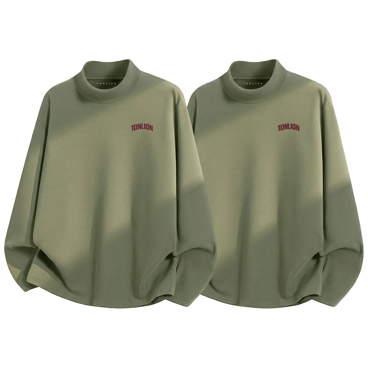 Детский комплект футболок с длинным рукавом с принтом Tonlion, Цвет: Military green+Military green