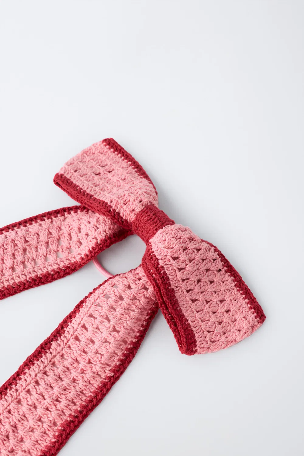 Вязаная резинка для волос в виде бантика со скользящим креплением ZARA, Pink — фото 2