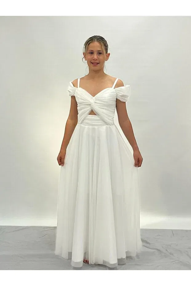 Детское платье для девочек с длинным рукавом Butikhappykids, Nude Color — фото 3
