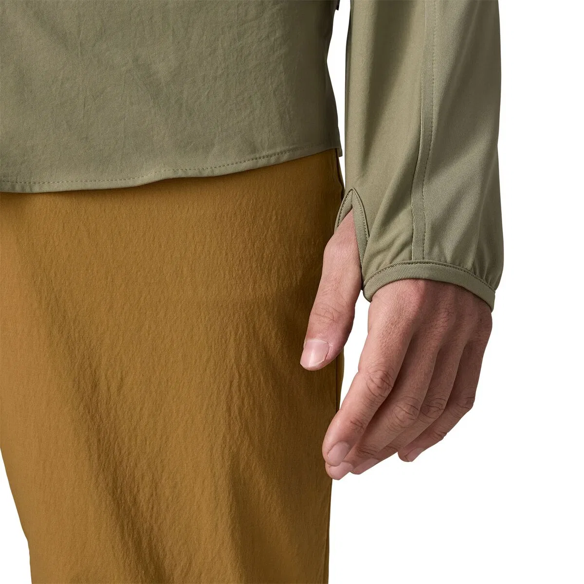 Мужская рубашка-худи с капюшоном River Rambler Hybrid Sun Hoodie Patagonia, River Rock Green — фото 2
