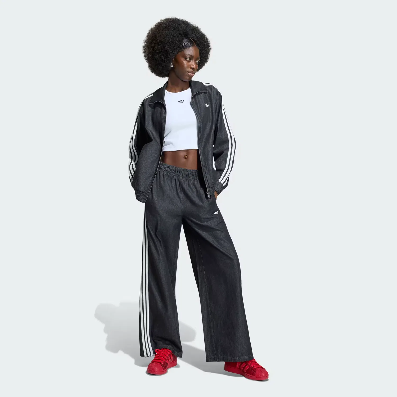 Женские джинсы свободного кроя Summer Glow Adidas Originals, черный деним — фото 3