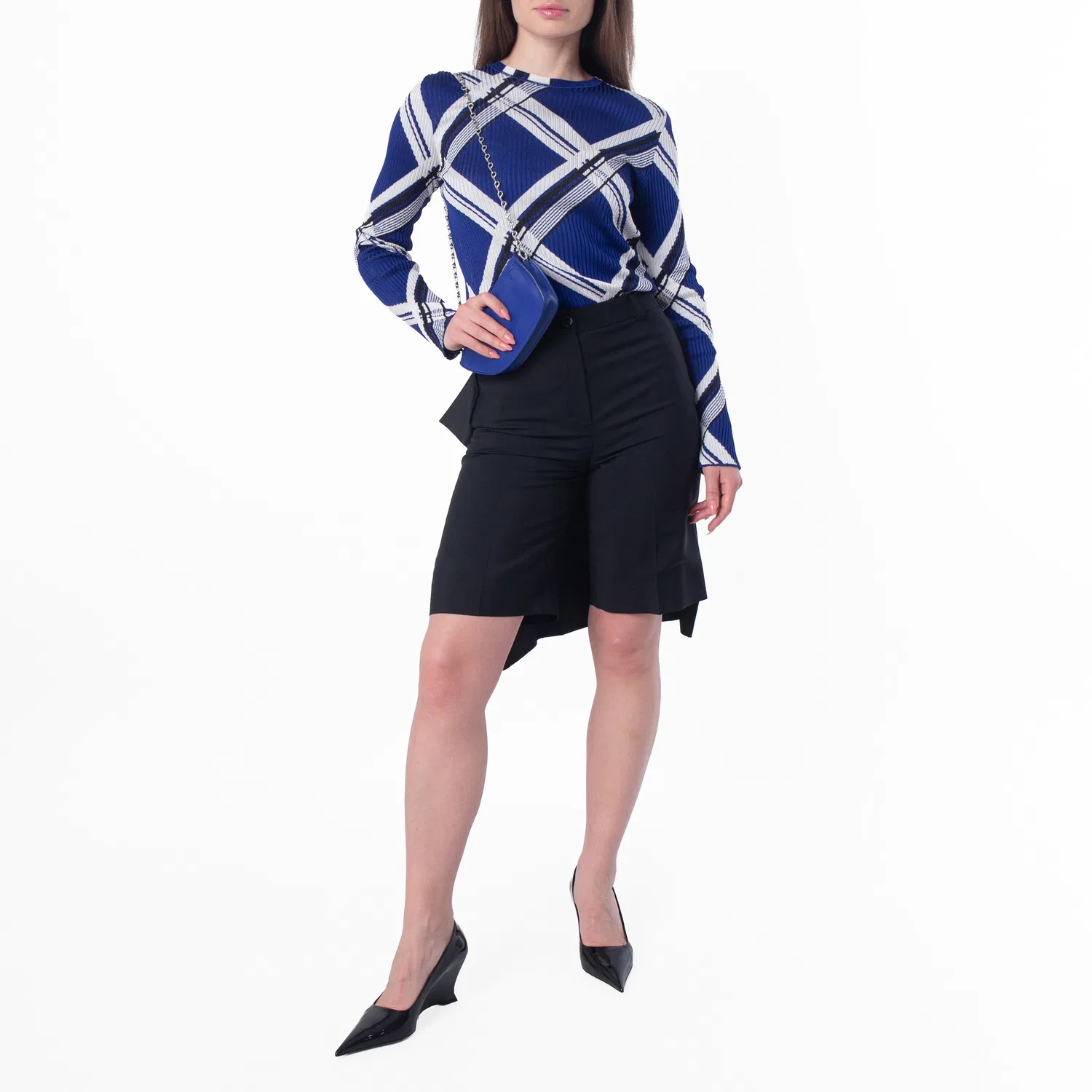 Свитер из шелка с жаккардовым узором Check Jacquard Silk Sweater Burberry, Knight Ip Check — фото 4