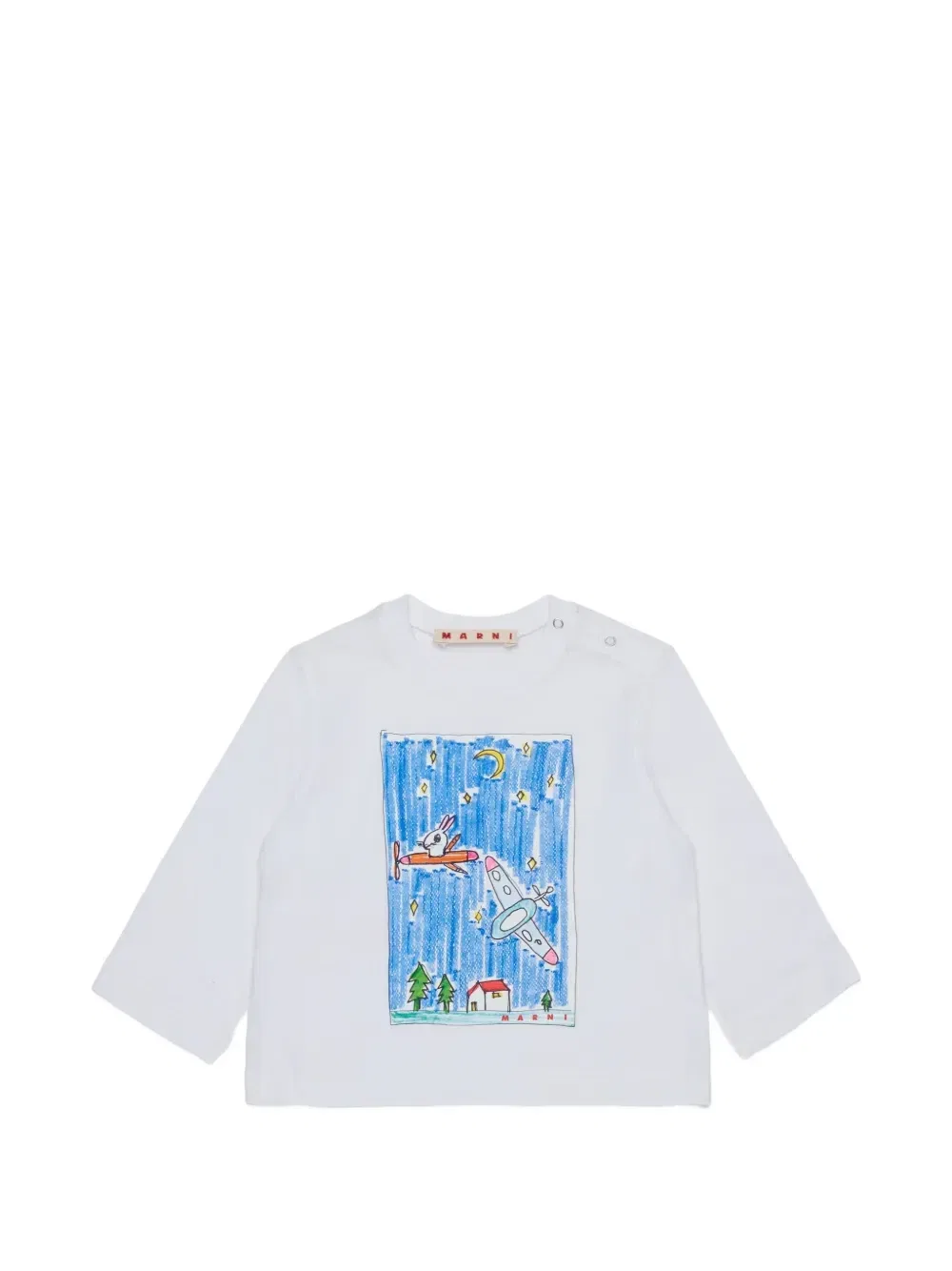 Футболка с длинными рукавами и графичным принтом Marni Kids, белый