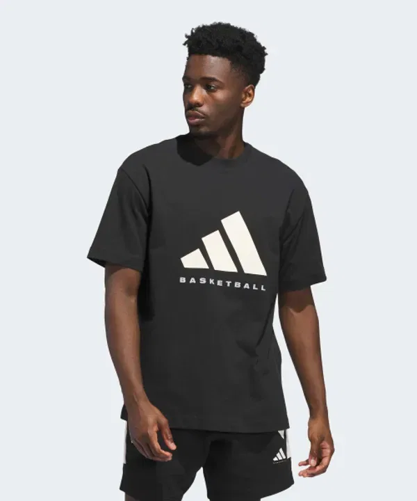 Футболка с баскетбольным принтом, Adidas, черный