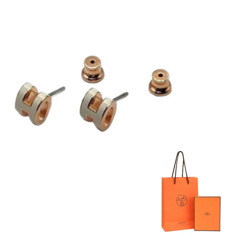 

HERMES Серьги-гвоздики Alloy для женщин, белое/розовое золото