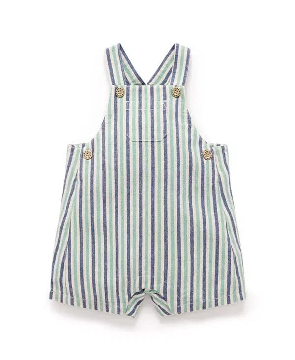 Детский комбинезон для мальчиков с принтом Boys' Striped Overalls Purebaby, Iguana Stripe