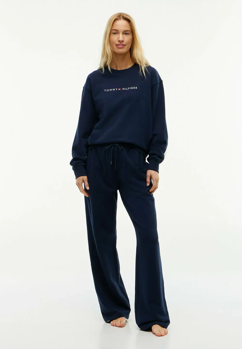 Незаменимая махровая толстовка для отдыха в стиле пижамы Tommy Hilfiger, Dark Blue — фото 2