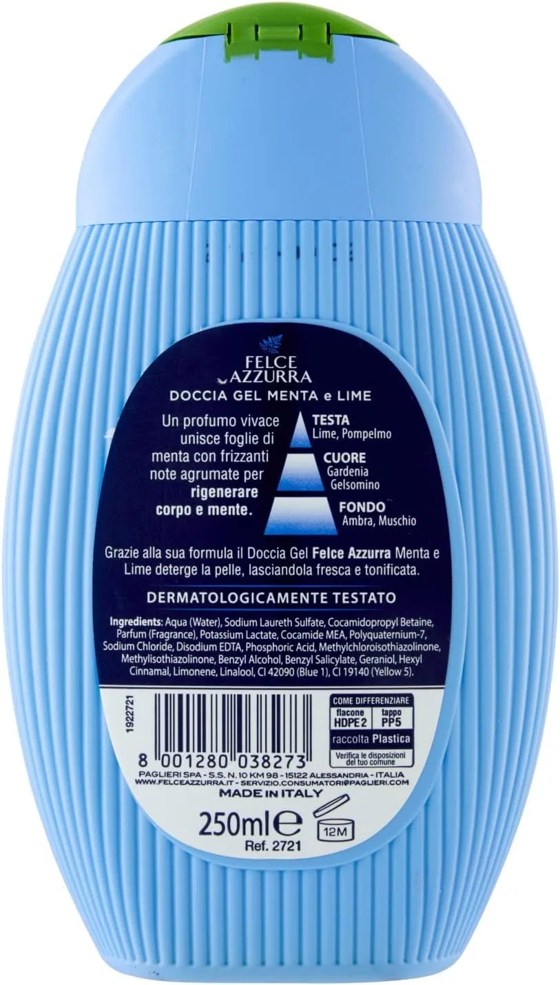 Гель для душа Felce Azzurra Mint and Lime, 250 мл, 2 шт + брелок Beni Culinari — фото 2