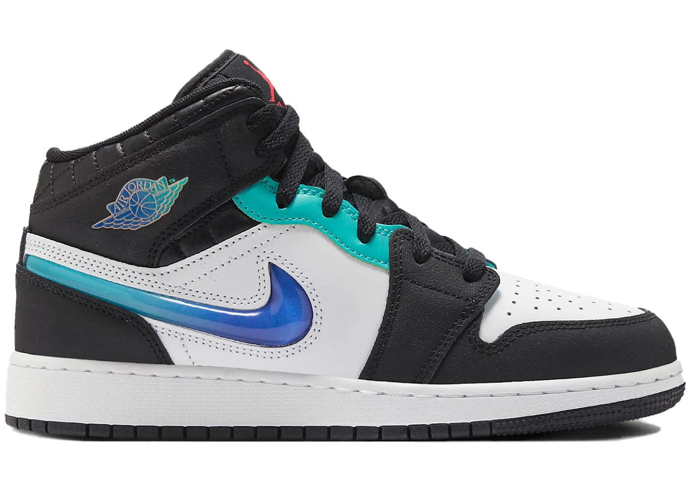 Детские кроссовки Lifestyle Jordan 1 Mid SE, Black/White/Hyper Jade/Siren Red