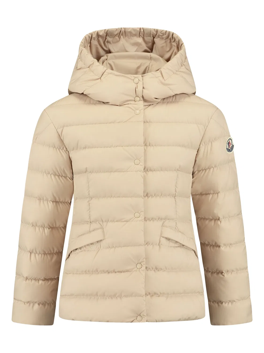 Куртка с логотипом на рукаве Moncler, песочный бежевый