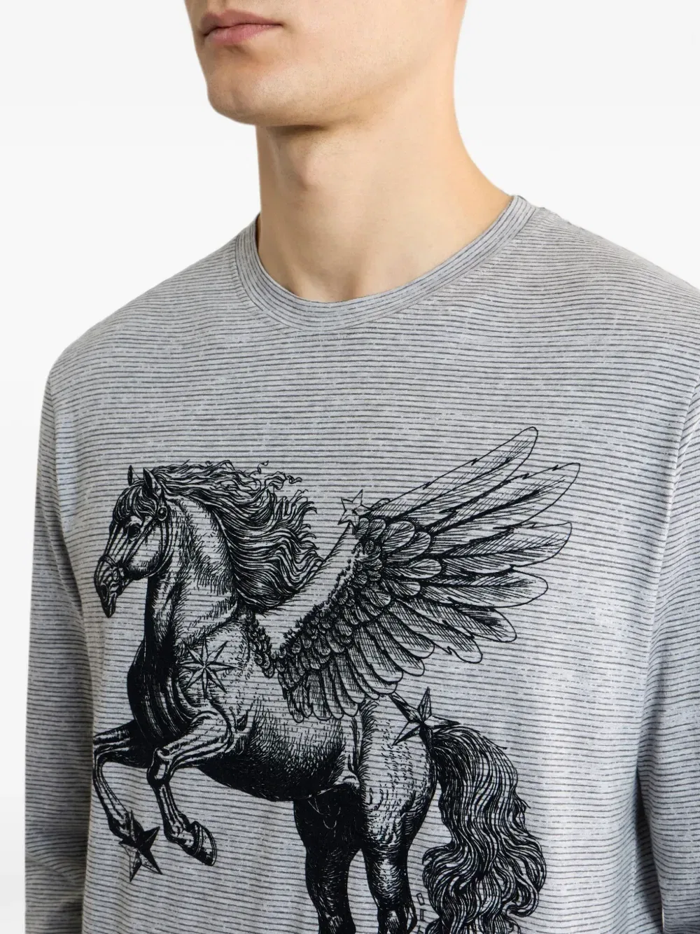 Хлопковый свитер с нанесенным принтом Pegaso Etro, серый — фото 4