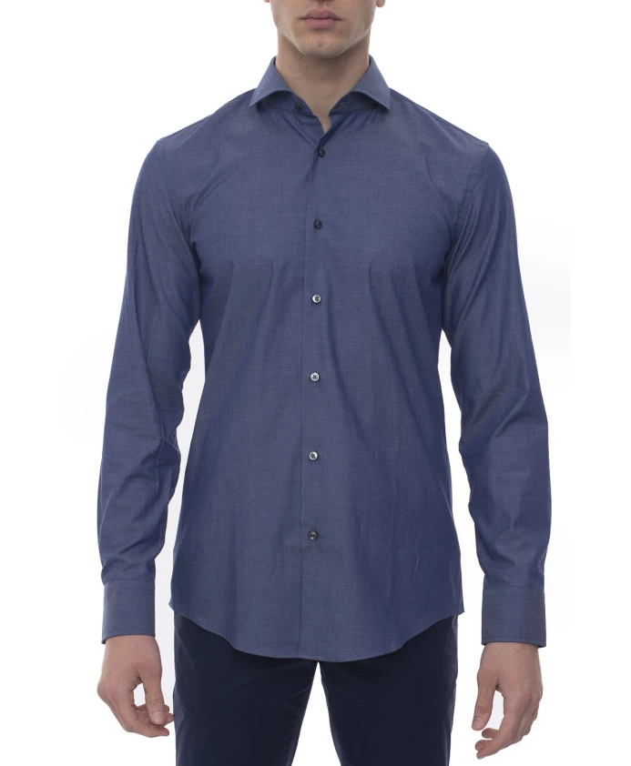 

Приталенная повседневная рубашка с французским воротником. Hugo, синий